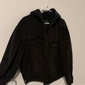 Black Denim Jacket with Hood